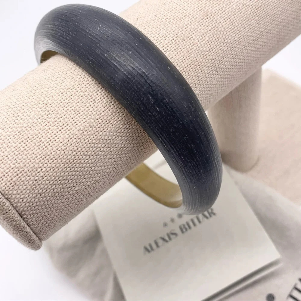 Alexis Bittar Black Carved Lucite Tapered Bangle